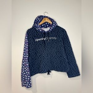 Opening Ceremony Cropped Floral Print Logo Hoodie Women’s Large Blue Purple